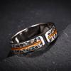 Vintage Hammered Texture Samsara Stone Couple Ring Set Adjustable Open Band Sterling Unisex