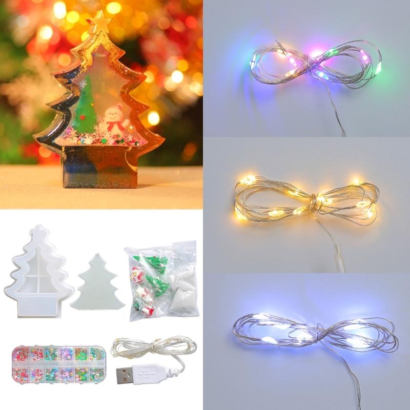 3D Crystal Lamp Christmas Tree Ornament Silicone Mold Suitable for Epoxy Resin Diy Crafts Jewelry Making Home Decor