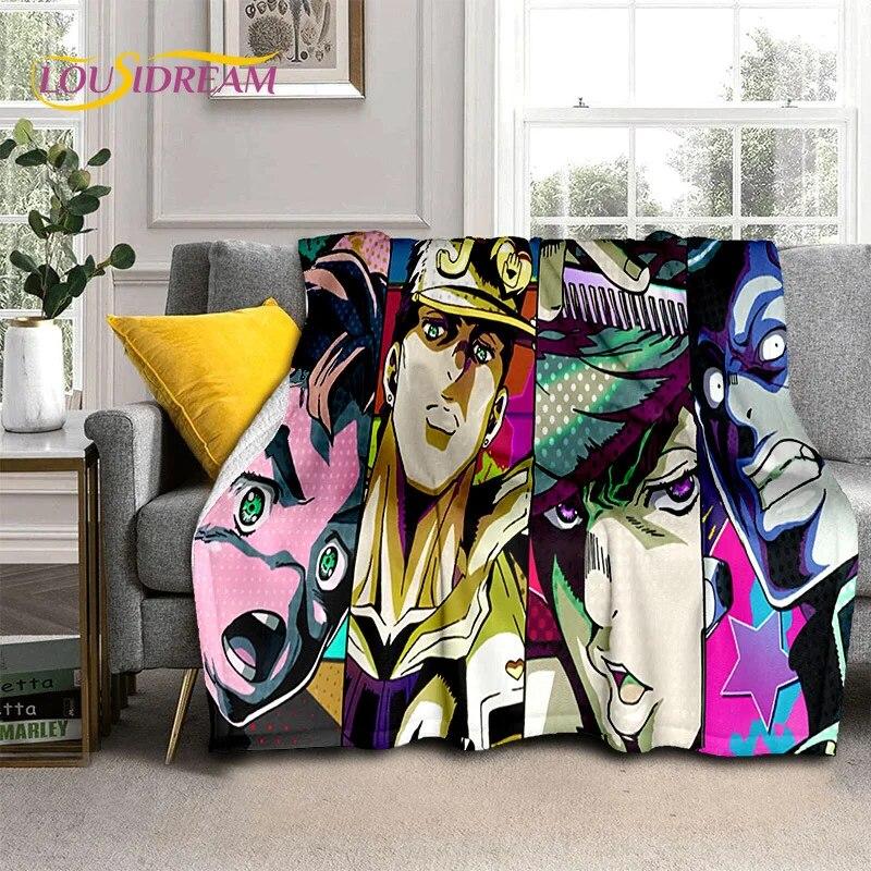 Jojo Bizarre Adventure Cartoon Anime Decke, weiche Überwurfdecke für Zuhause, Schlafzimmer, Bett, Sofa, Picknick, Reisen, Büro, Decke, Kind