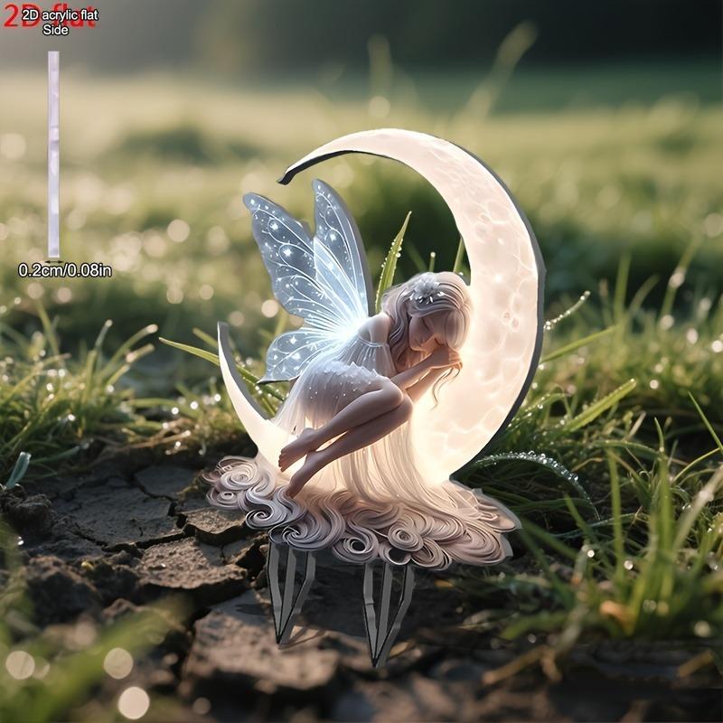 2D Flat Acrylic Moonlight Fairy Garden Stake Sign, Suitable for Wall Decoration, Porch, Room, Villa, Accents Home, Hallway, or Workplace - Rustic Farm