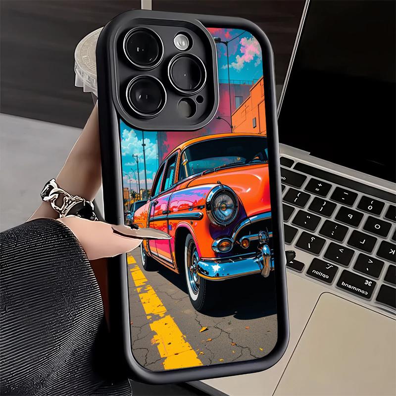 Phone Case for iPhone 17 Air 16E 15 16 Pro Max Classic Vintage Retro Car Cover 14 Plus 13 12 Mini Soft Shell Silicone Fundas