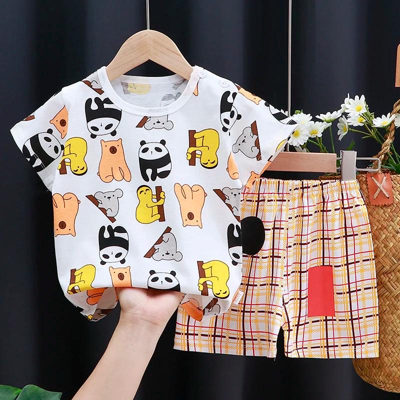 Kids Clothes Set Baby Boy Girl T-Shirt + Shorts Summer Clothing Cotton Cartoon Casual Boys Tracksuit Children Baby Clothes Set