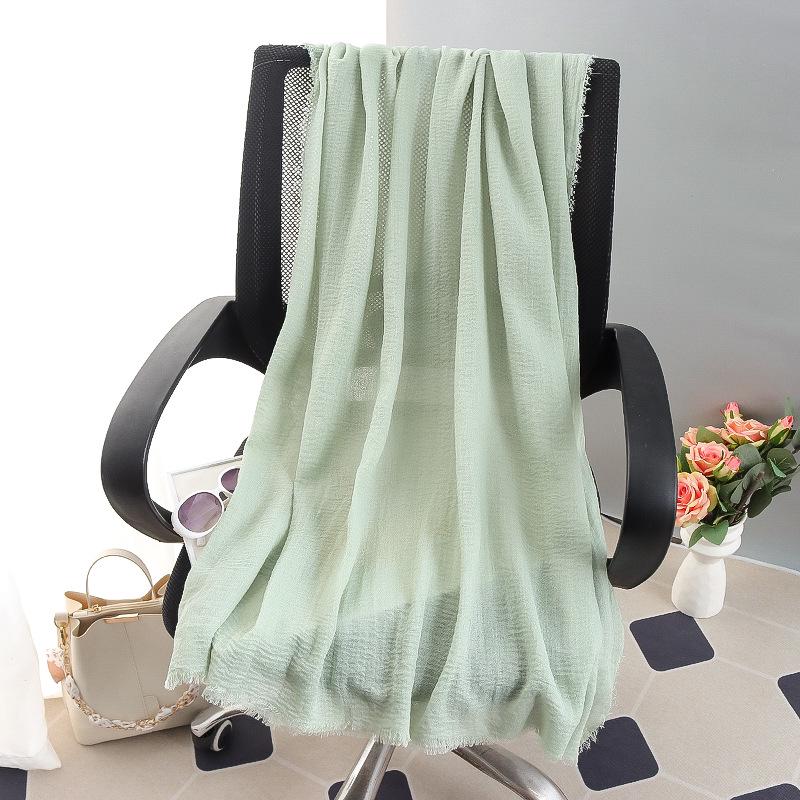 Women's Large Cotton & Linen Pure Color Scarf: Spring/Summer Muslim Headscarf, Beach Towel, Sunscreen Shawl