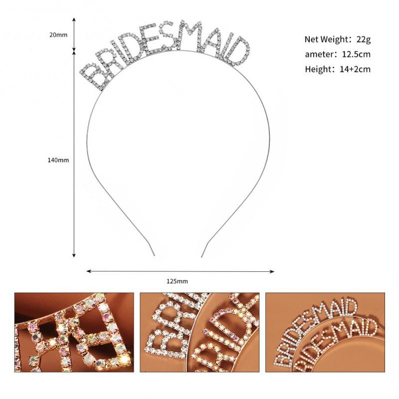 

Alloy Rhinestones Headband Trend Bridesmaid Colorful Party Hair Accessories Wedding Letter