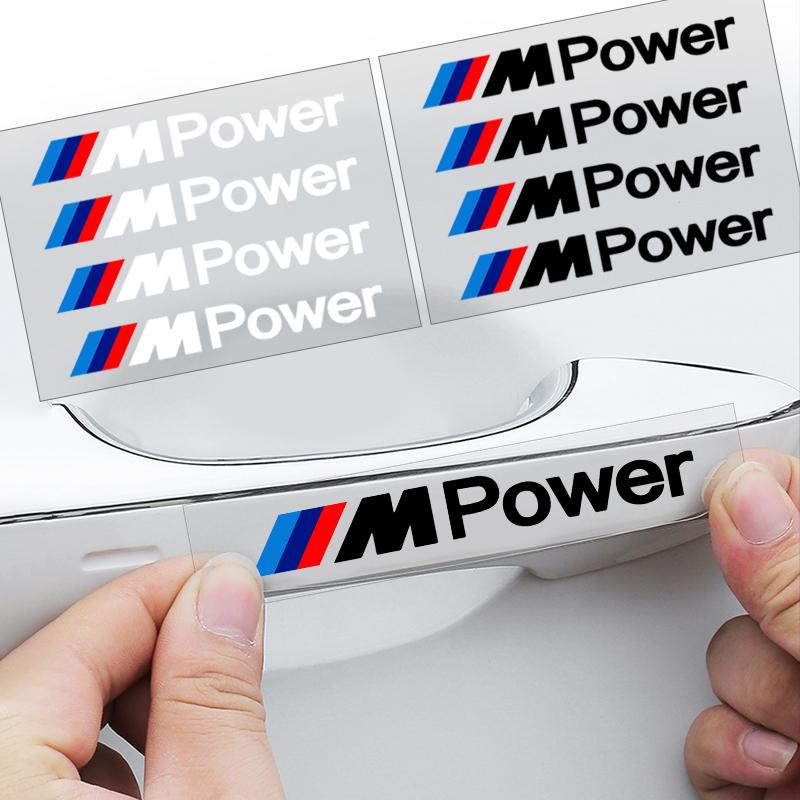 4Pcs Car Door Handle Stickers Tire Rear View Mirror Decals For BMW M E34 E36 E60 E90 E46 E39 E70 F10 F20 F30 X5 X6 X1 M3 M5 M6 E71 F01 F02 F87