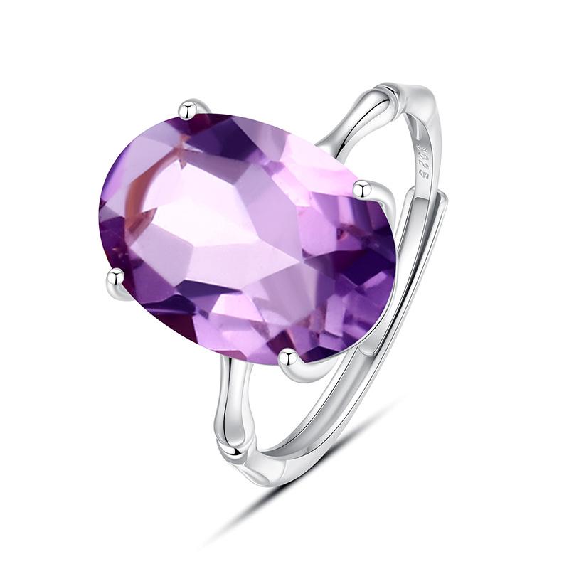 Natural Explosion Topaz Amethyst Citrine Ring S925 Silver Light Luxury Jewelry Main Stone 10 * 14mm Fashion Gift