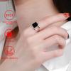 Anillos Cuadrados Negros de Plata de Ley 925 de Moda para Mujer Anillo de Dedo Diario para Fiesta Joyería Fina Regalo