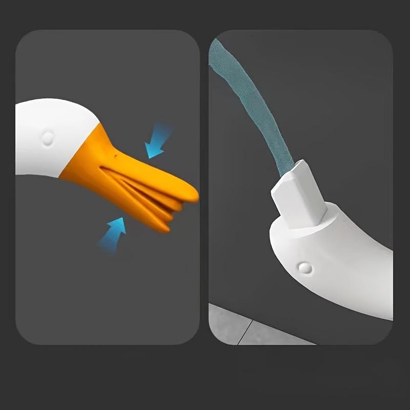 1Set Creative Swan-shaped Toilet Brush Set, Plastic Bathroom Cleaning Tool with Base, Household Toilet Scrubber Without Dead Ends