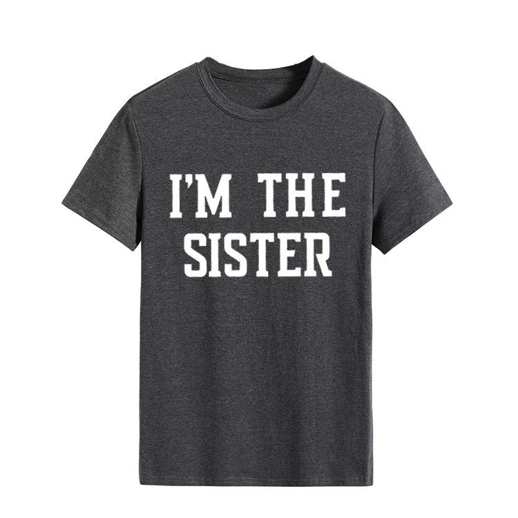 "I'M THE SISTER" Letter Print Women's Short-Sleeve T-Shirt - European & US Style Cross-Border Fashion.