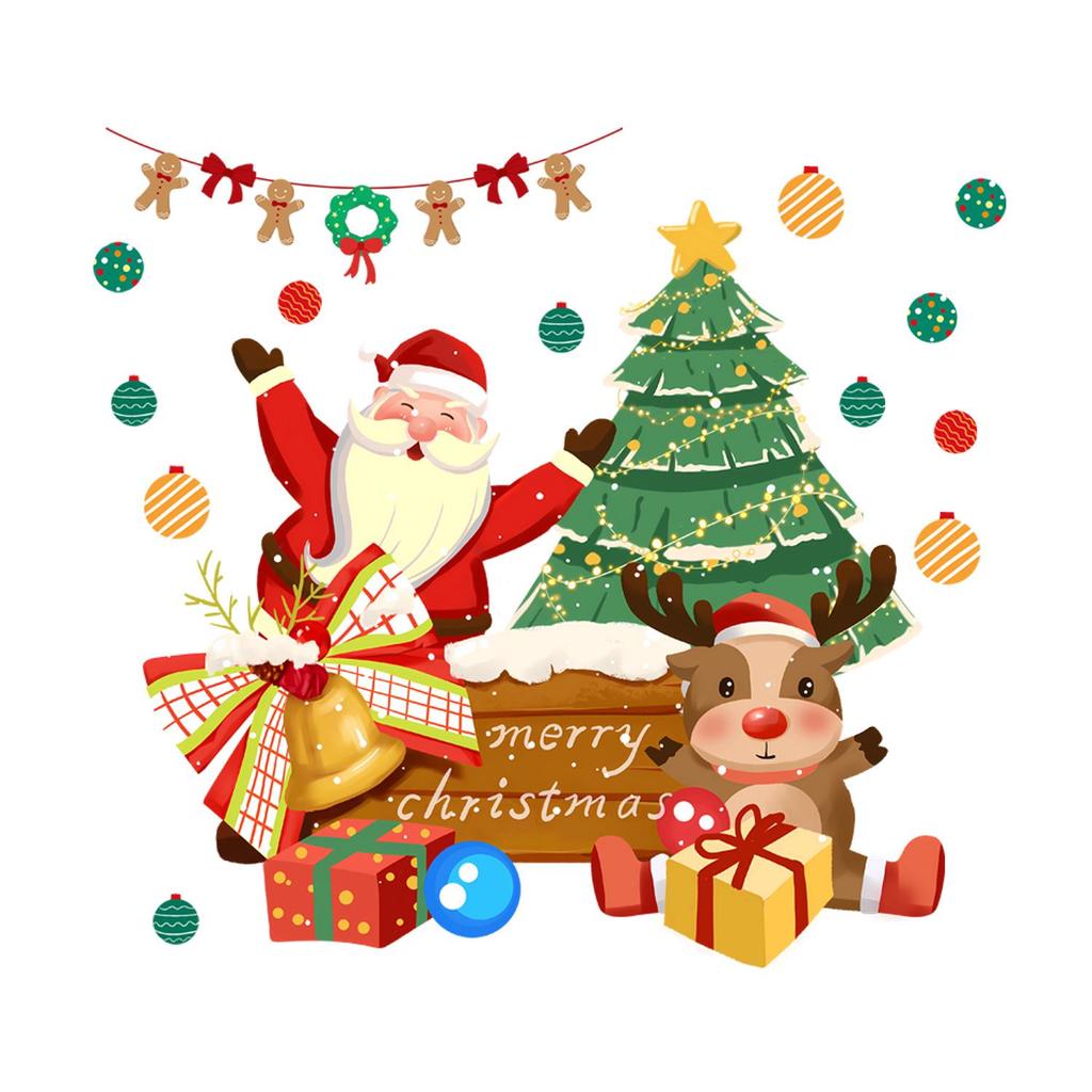 Santa Claus Reindeer Christmas Toilet & Wall Sticker - Creative Holiday Decoration
