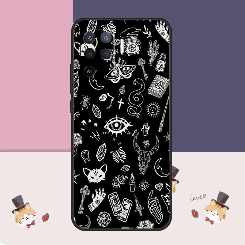 Occult Witchcraft Moon Gothic Witch Case For Oppo A38 A58 A78 A98 A54 A74 A94 A18 A57 A17 A77 A80 A60 A40 A96 A76 A16 A15 A5 Pro