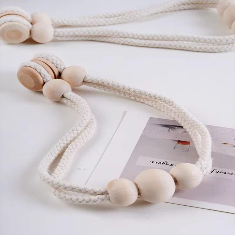 2Pcs Creative Magnetic Curtain Binding Strap Solid Wood Woven Curtain Tiebacks Decorative Curtain Clasp Home Decoration