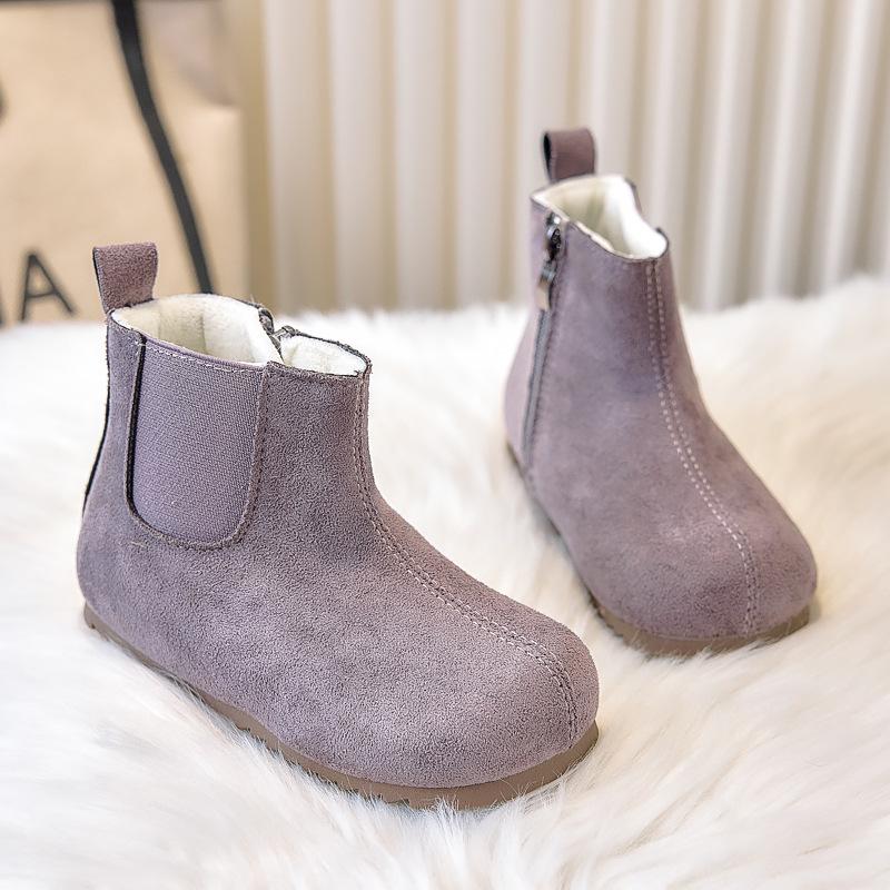 

Children s Velvet-Lined Mid-Calf Winter Boots with Side Zipper 25