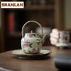 Lifting Handle Hand-painted Wisteria Camellia Teapot Handmade Tea Infuser Pot Tea Making Kettle With Ball Hole Drinkware Gift