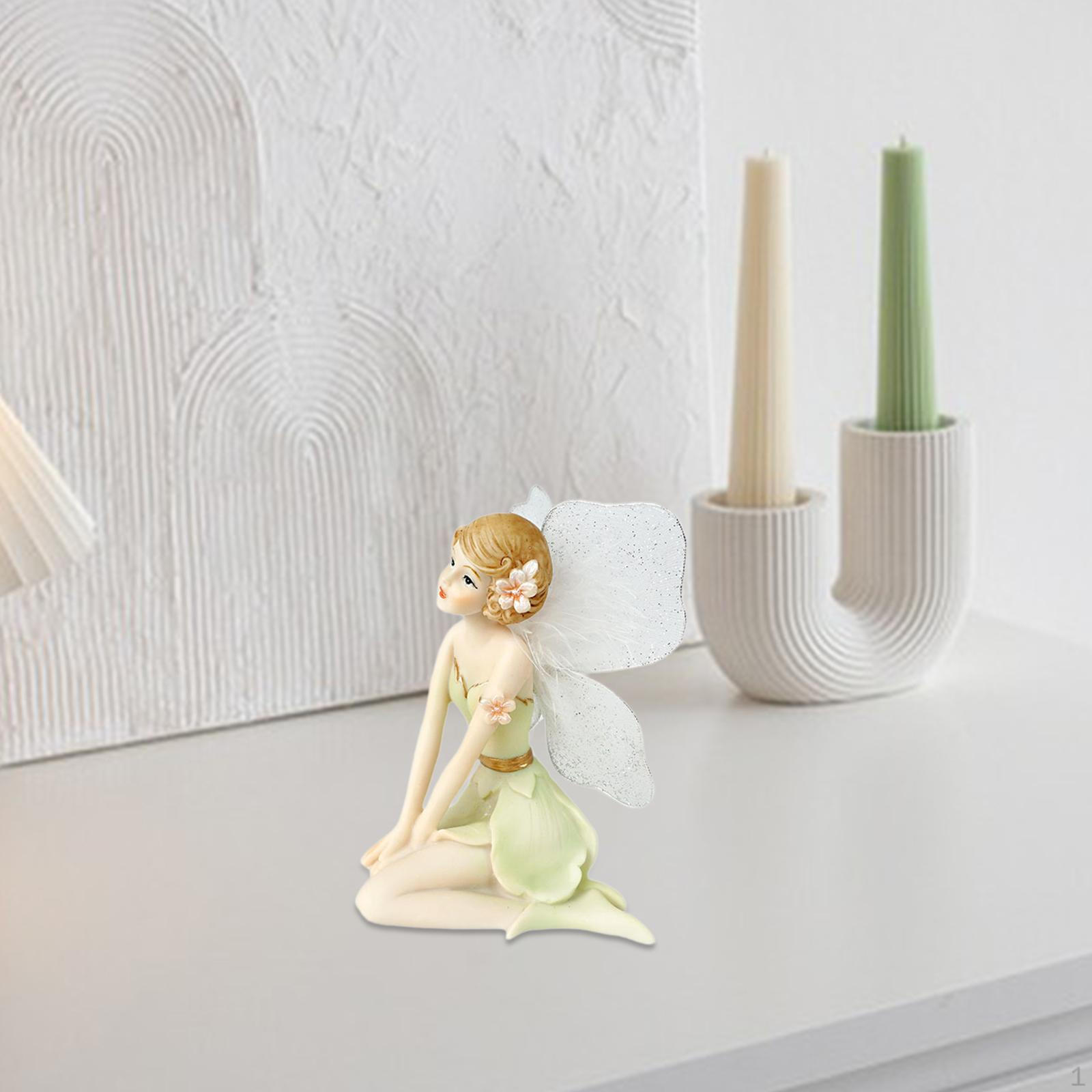 

Figure Figurine Creative Hand Painted Collectible Fairy Statue Sculpture for Office Shelf Coffee green kneeling