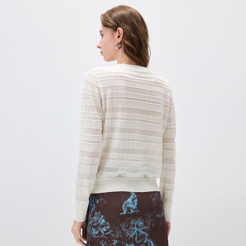 Women's Mulberry Silk Blend Striped Knit Cardigan