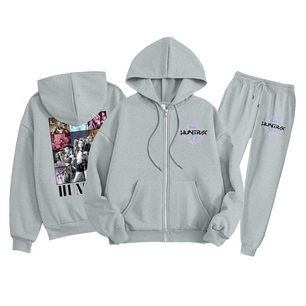 Dětská móda Mikina s dlouhým rukávem na zip s kapucí Tepláky Jednobarevná Kapsičková mikinová souprava