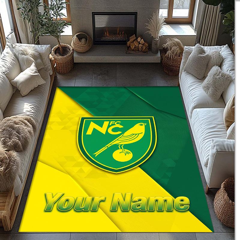 Norwich City Printed Crystal Velvet Rug Non‑Slip Crystal Velvet Carpet For Sofa Bedroom Indoor Home Decoration