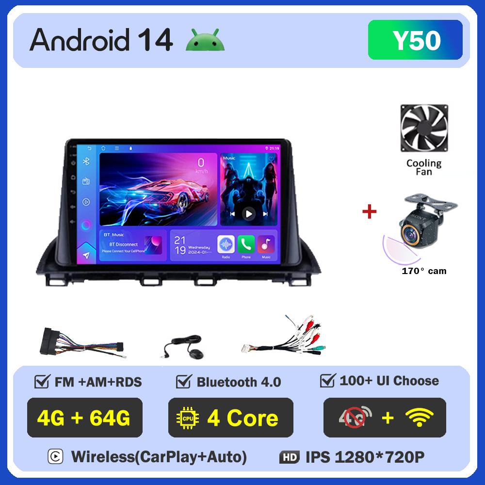 For Mazda 3 Axela 2014 22015 2016 2017-2019 Car Multimedia Video Player Touch Screen Android 14 Car Radio GPS Navigation Wifi