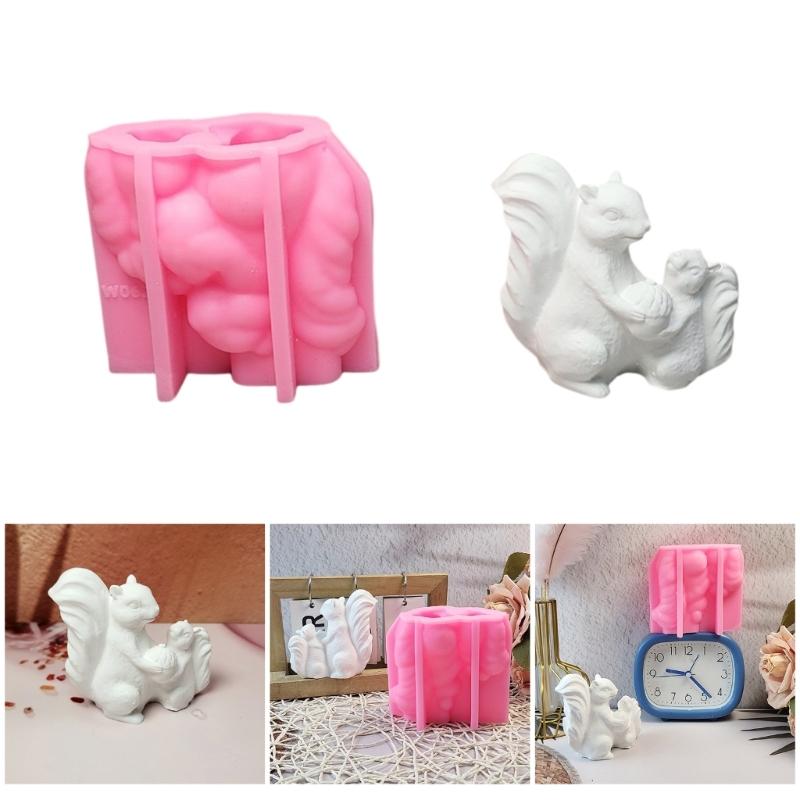 Squirrels Animal Statue Silicone Candle Molds for Epoxy Resin Candle Soap Making Home Decoration Gypsum Silicone Molds