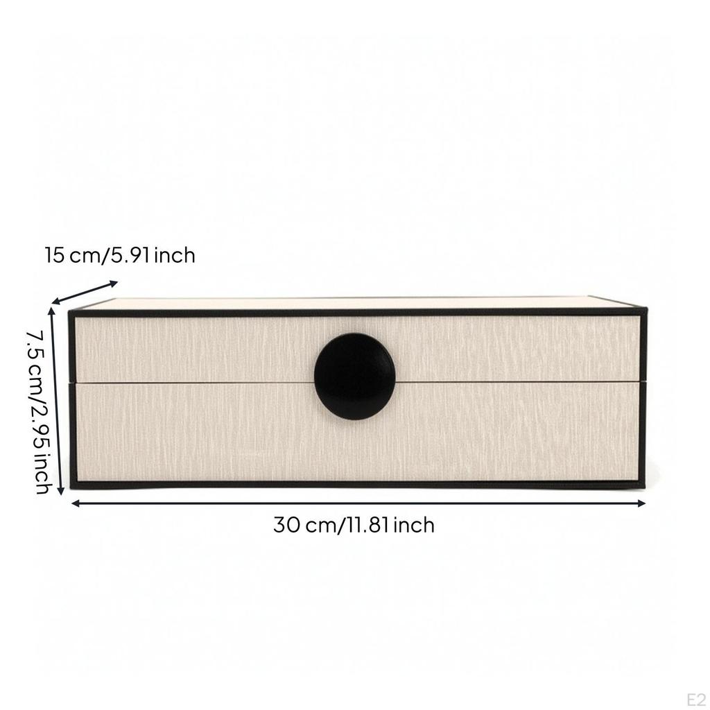 Jewelry Box with Hinged Lid LinenTextured Wooden Rectangular Tabletop Organizer