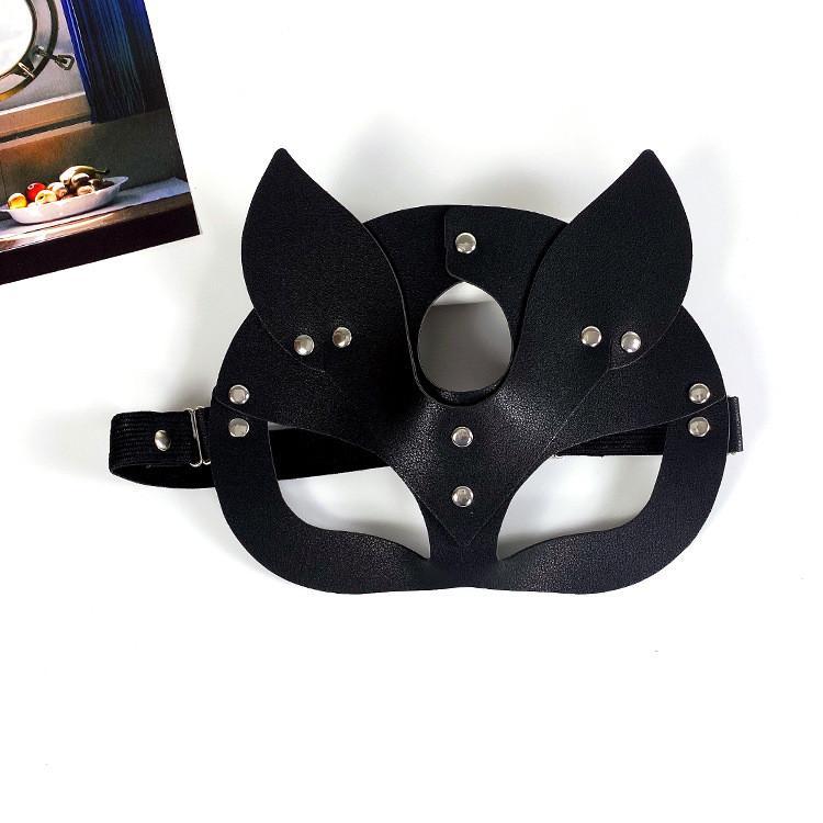 Mask Costume With Cat And Rabbit Designs Leather Material For Halloween Cosplay