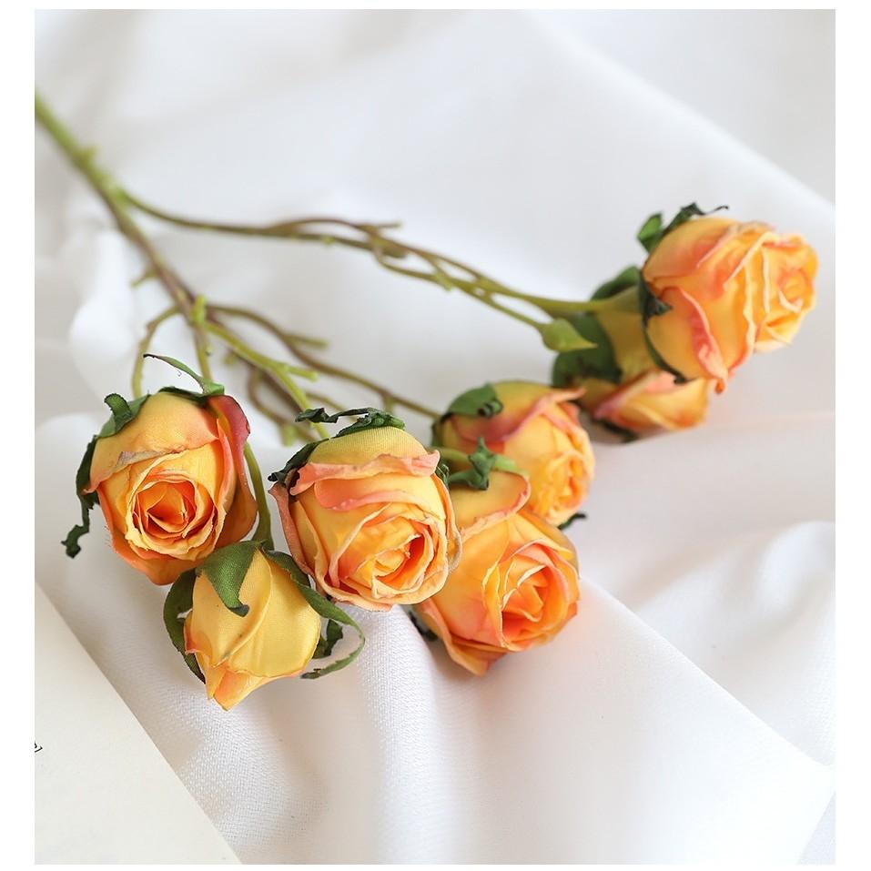 

Решетчатый край 7-головая роза имитация цветка европейский ретро украшение для дома искусственный цветок свадьба обожженный край имитация сухоцвета роза оранжевый