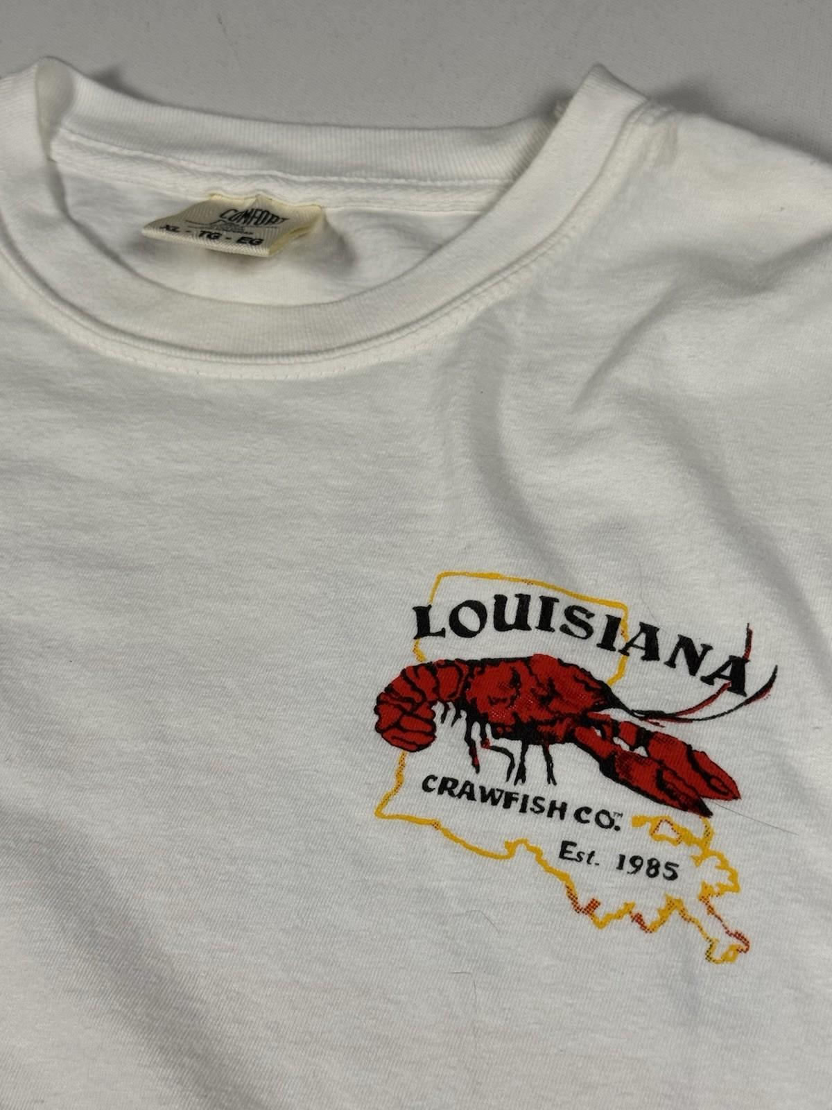 Louisiana Crawfish Co Mens XL White Comfort Colors Graphic Tee Unisex T-Shirt XXXXL