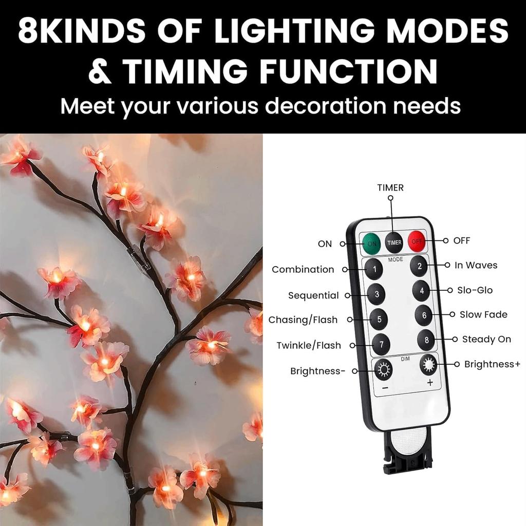 Lumini Noi LED Flori de Cireș Flori de Piersic Roz Viță de Salcie pentru Decorare Perete de Crăciun cu Ramuri de Copac
