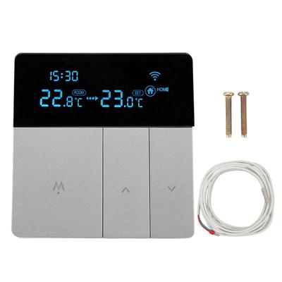 Termostato Digitale Ampio Display LCD Programmabile Termostato Grigio con Cavo Sensore da 3 Metri