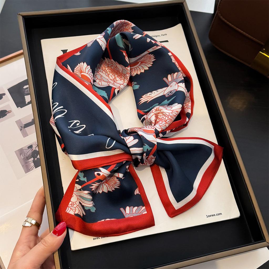 Floral Print 12*145cm Long Ribbon Silk Scarf Women Neck Scarves Headband Female Skinny Neckerchief Hair Band Neck Tie Bag Ribbon