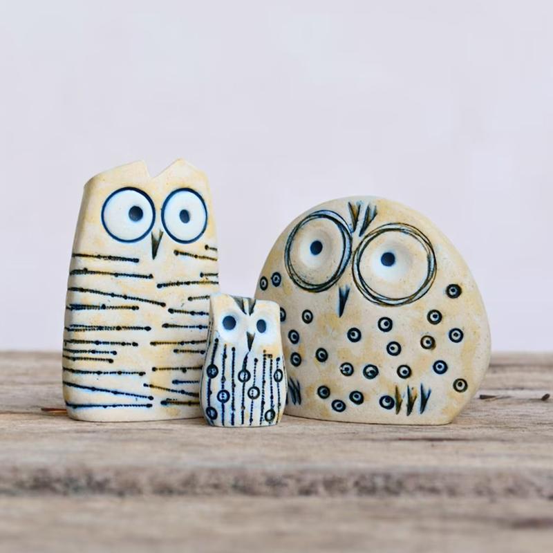 Three-Piece Owl Set, Lucky Owl Guardian, Animal Statue Gift, Interesting Owl Decoration, Bird Art Statue Home Decoration