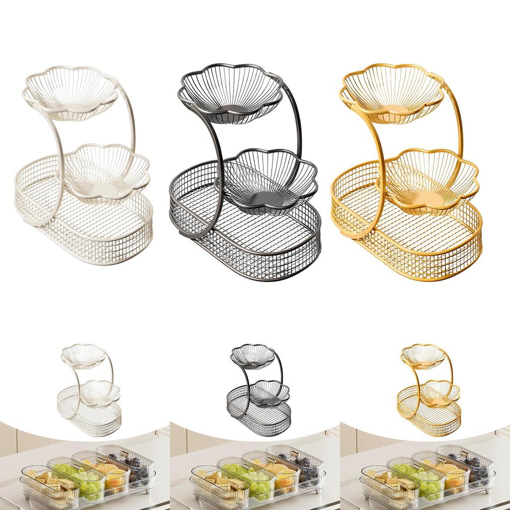 Multi Layer Fruit Rack Metal Vegetable Holder Organizer with Tiered Bowl Design for Kitchen Counter Top and Home Decor