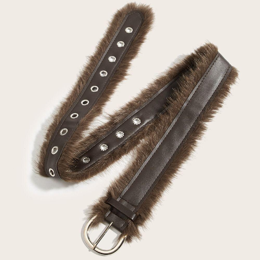 Western Style Punk Style Belt Wide Y2K Waistband Personality Plush Belt  Spicy Girl