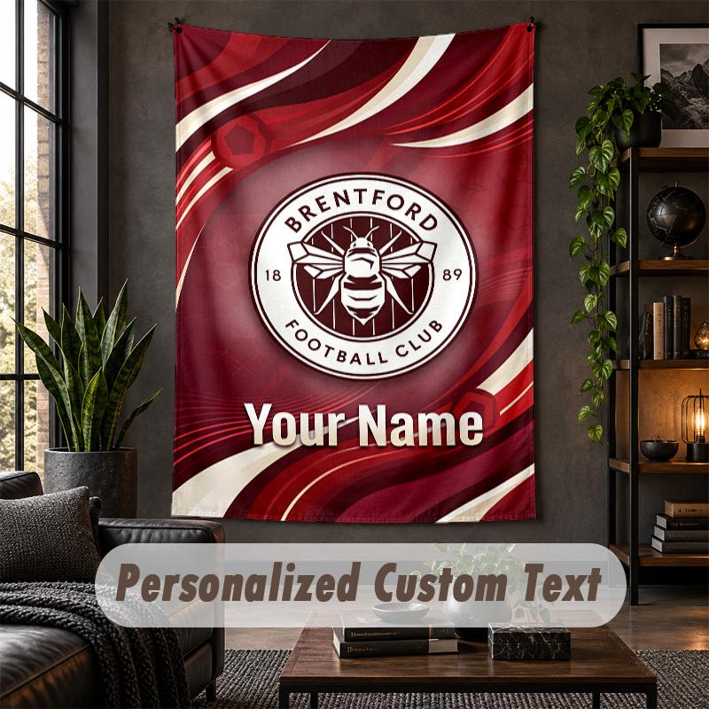 Wall Tapestry Brentford Football Print Custom Name Text Wall Hanging Home Decor
