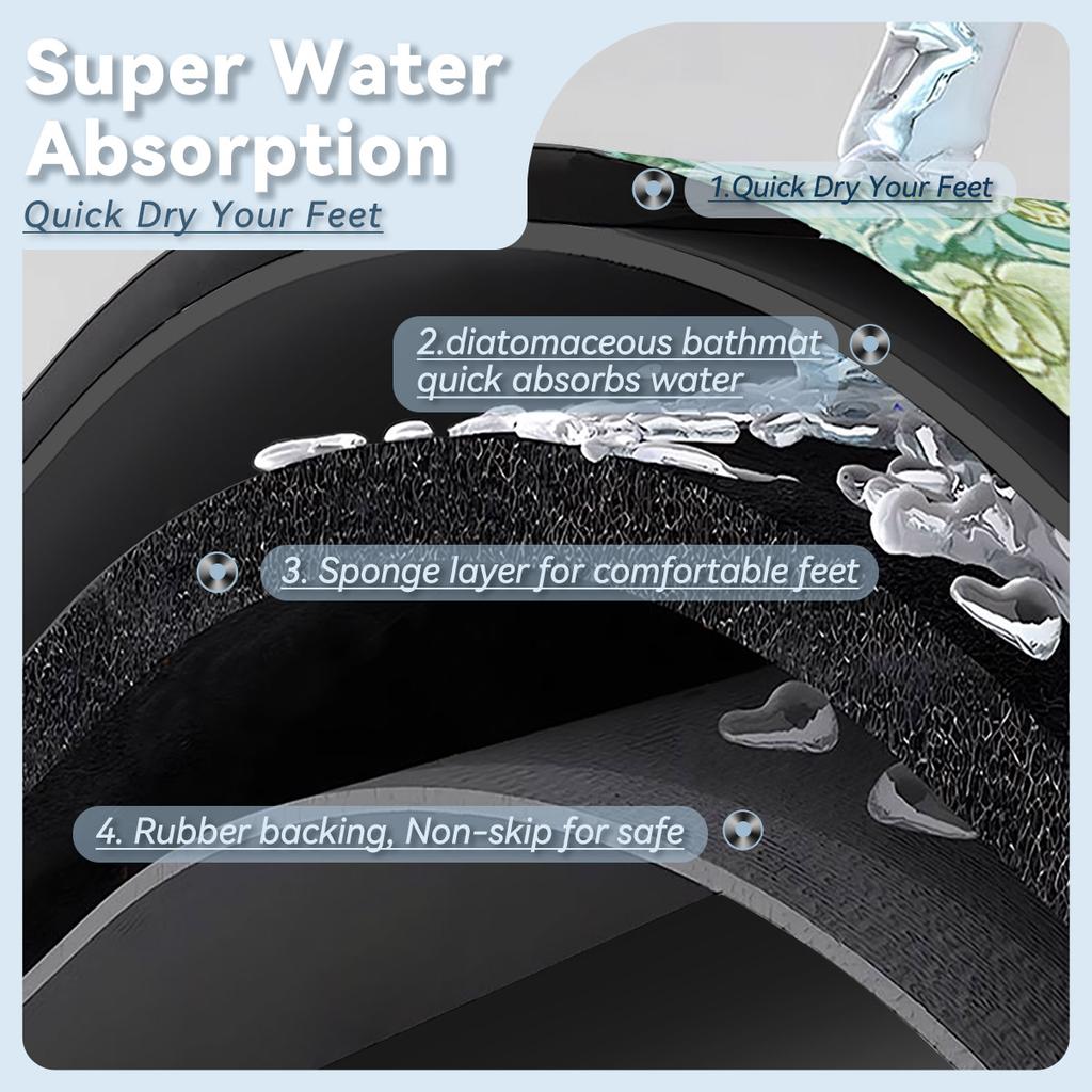 Diatomite Bath Mat Bathroom Absorbent Shower Foot Mats Non-Slip Quick Dry Toilet Floor Carpet Washable