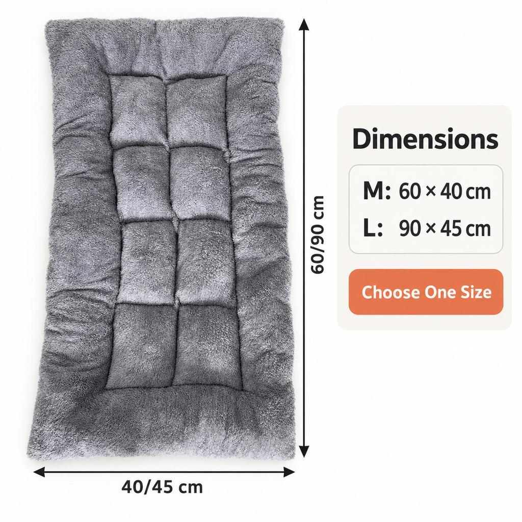 Reversible Gray Polyester Pet Sleeping Mat for Dogs and Cats, M/L Sizes