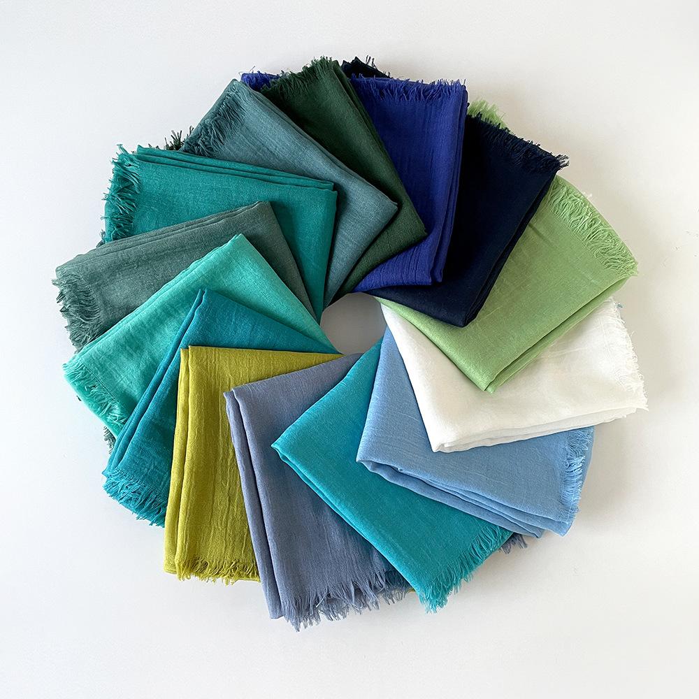 Solid Color Scarf Cotton and Linen Shawl Yarn Women's Summer Sunscreen Headscarf Retro Yarn Lengthened