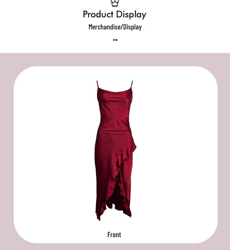 Chic Spaghetti Strap Ruffle Hem Slit Nightgown - Multi-color Loungewear