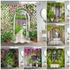 Garden Flowers Scenery Shower Curtains Natural Rustic Pink Floral Plant Modern Wall Hanging Polyester Bathroom Curtain Decor Set