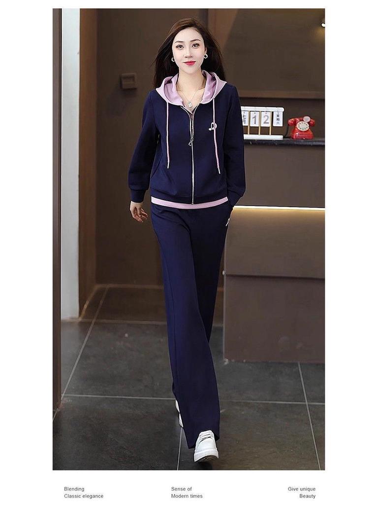 Neues Frühling-Herbst Schlankmachendes Zweiteiliges Kapuzensweatshirt Jacke - Lässiges Modisches Sportset