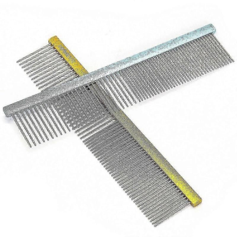 Professional Groomer Use Dog Comb For Shedding Tangles,Knots,Mats.Greyhound Comb With Long Wide Metal Tooth.Dog Grooming Comb For Long Hair DogsGold-G