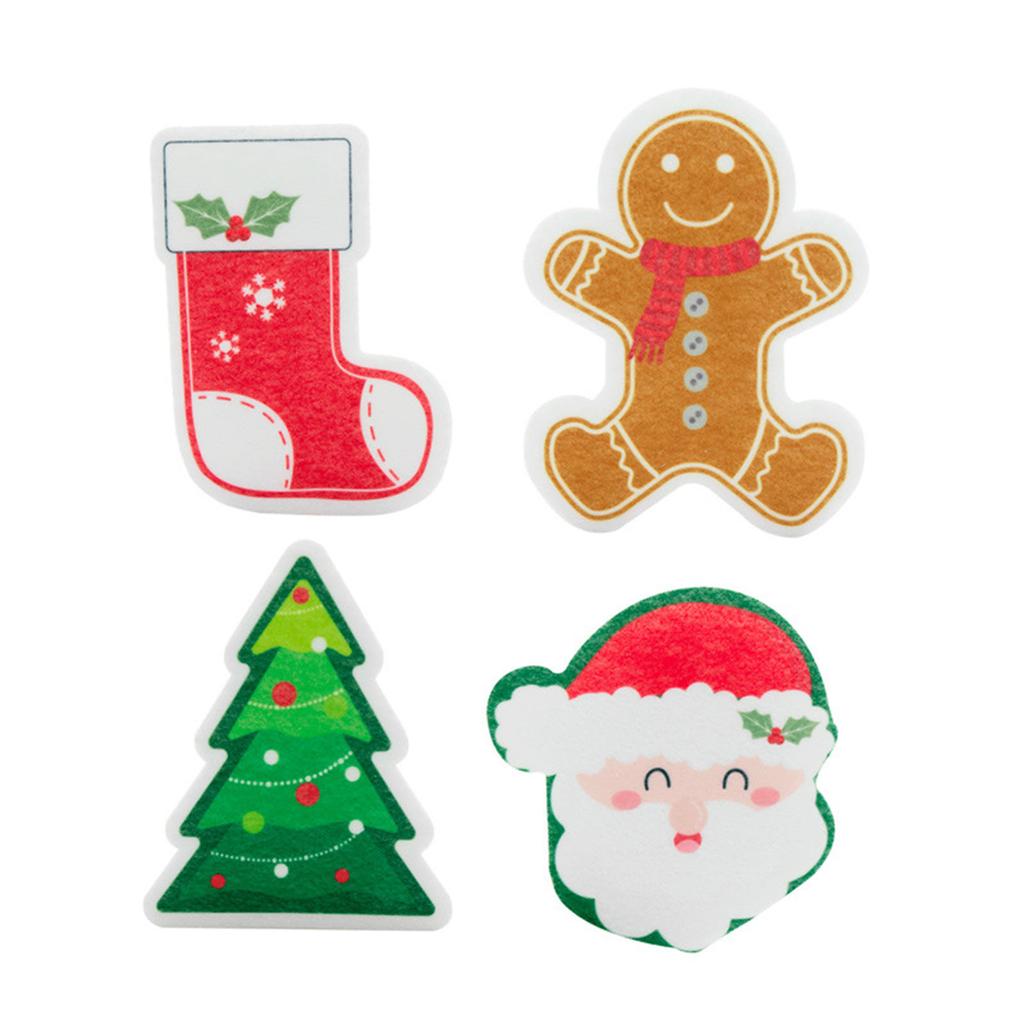 Cleaning Sponge Rubs Christmas Cartoon Cleaning Sponge Wood Pulp Cotton Cleaning Brush Kitchen Bathroom Household Clean