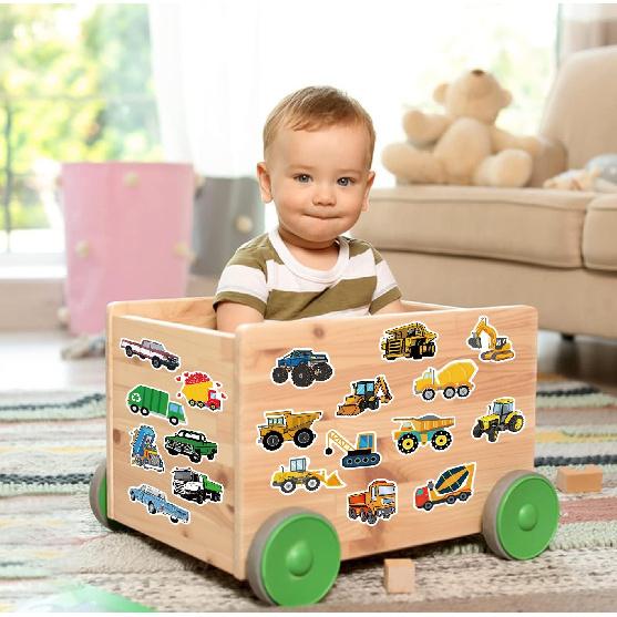 50pcs Transportation Vehicle Truck Stickers Decals for Kids Toddlers Boys Girls, Cartoon Vehicle Vinyl Stickers for Water Bottle Laptop Skateboard