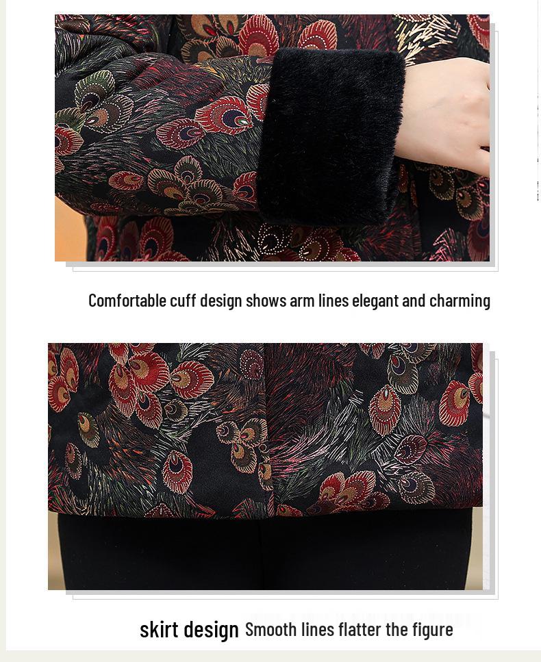 Thickened Winter Cotton Jacket for Elderly Women, Warm Coat with Fleece Lining