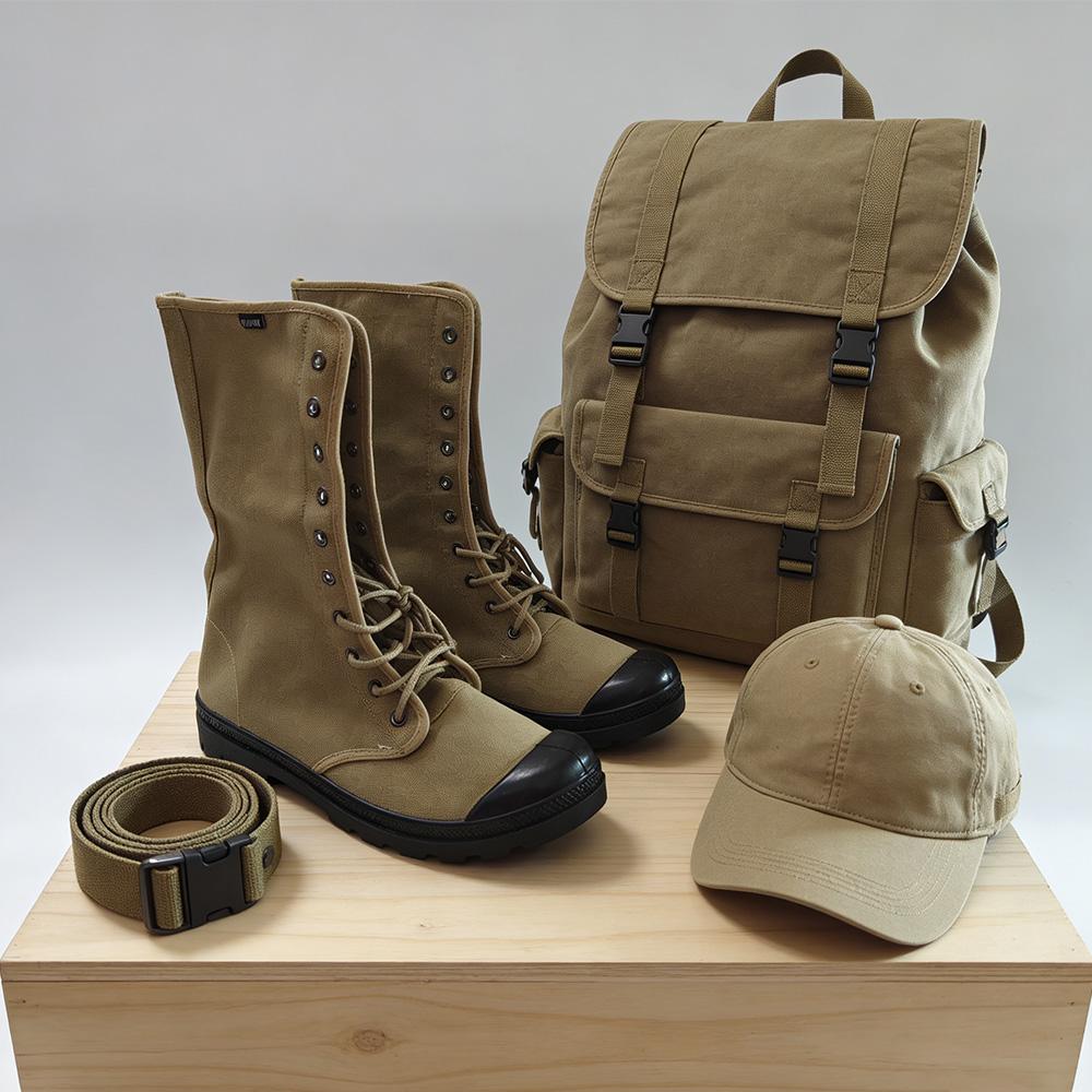 Herren Segeltuchstiefel Militärstil Hohe Wüstenstiefel Seitenreißverschluss Outdoor Wanderschuhe Atmungsaktiv Rutschfest