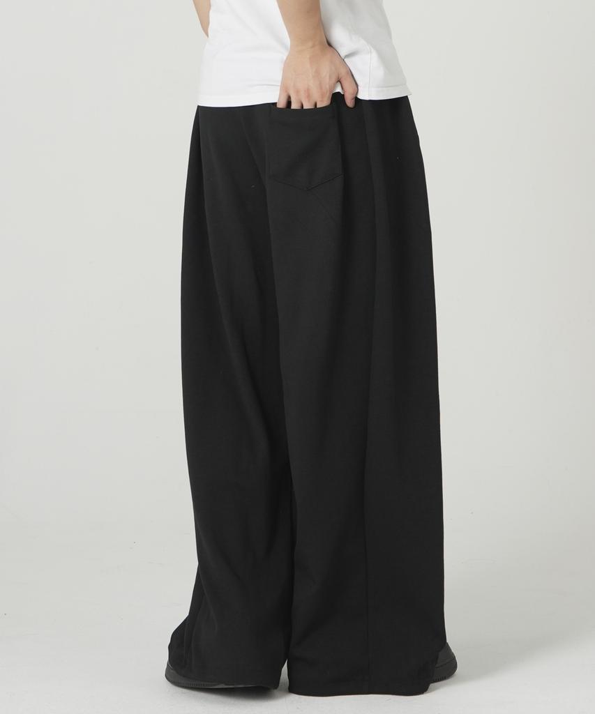 ROCKED GARAGE Unisex All-Season/Fleece-Lined Training Pintuck Balloon Two-Way Wide Pants_Black