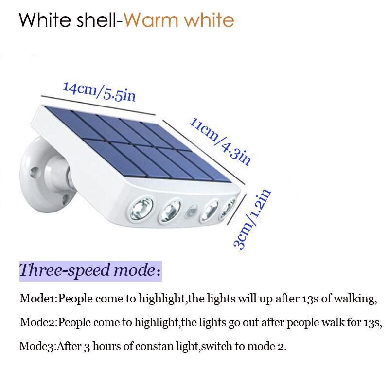Solar Outdoor Motion Sensor Security Wall Light 3 Modes IP65 Waterproof Built-in Battery Solar Powered 4LED Garden Wall Lamp