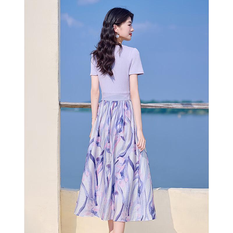 Summer Faux Two-Piece Printed A-Line Dress