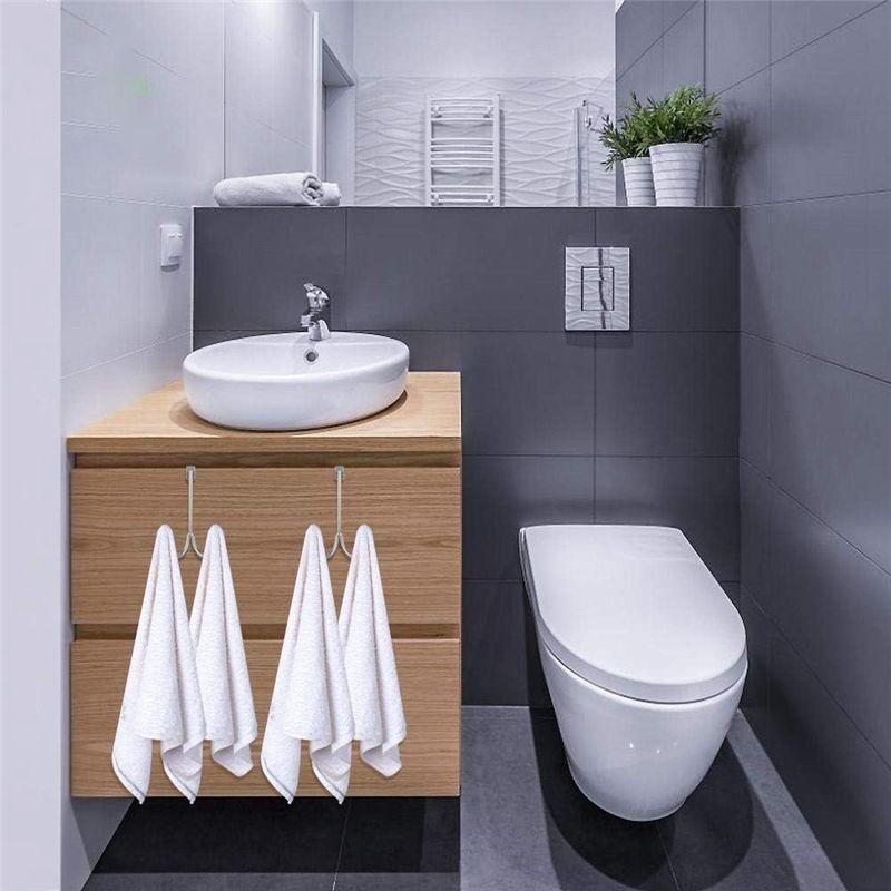AEE4-2Packs Over The Door Double Hanger Hooks, Metal Twin Hooks Organizer For Hanging Coats, Hats, Robes, Towels- Silver